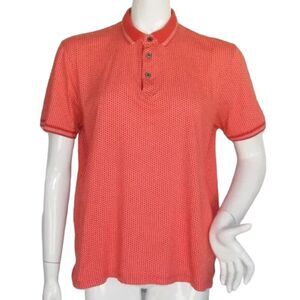 TED BAKER Polo Shirt, 5/XL, Red Spot jacquard, Short sleeve, 3 buttons